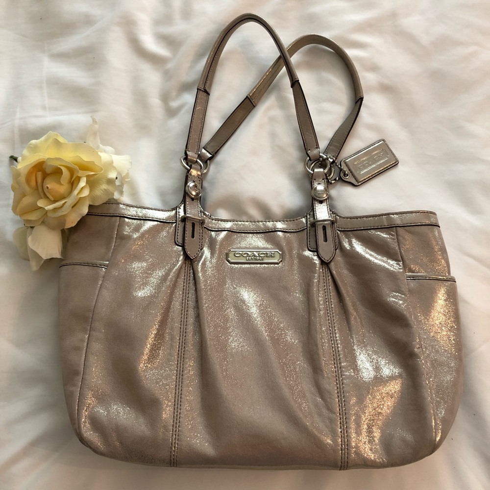 Nude Shimmery Rare Coach Shoulder Purse